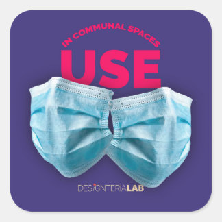 Masken in Gemeinschaftsräumen verwenden Quadratischer Aufkleber