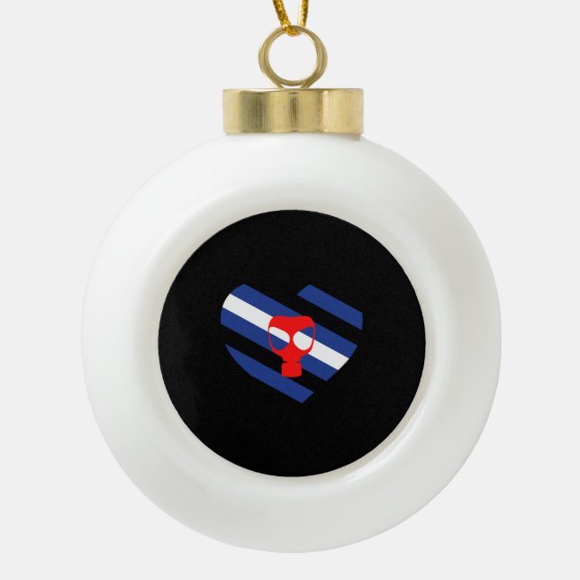 Masken-Stolz Keramik Kugel-Ornament (Vorderseite)
