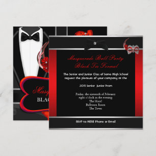 Maskenball-Abiturball-Tanz der Oberstufe Rot Schwa Einladung