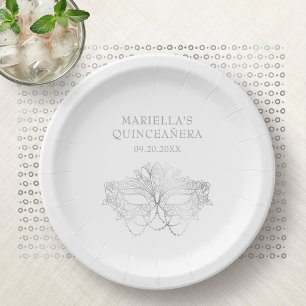 Maskenball-Maske Elegante Quinceanera Pappteller