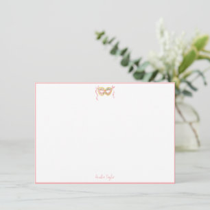 Maskenball-Maske Rosa personalisierte Korresponden Mitteilungskarte