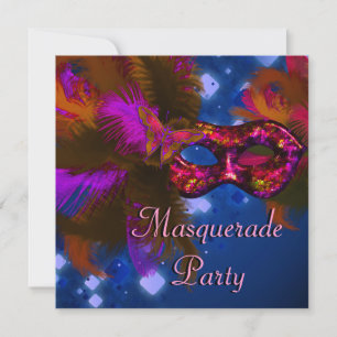 Maskenball-Maske Schwarz Lila Rot Mardi Gras Einladung