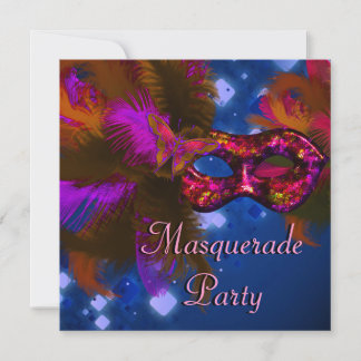Maskenball-Maske Schwarz Lila Rot Mardi Gras Einladung