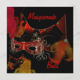 Maskenball-Masken Rot Schwarz Einladung Party