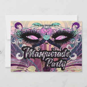 Maskenball-Party Glamour-Wimpern Maskeneinladung Einladung