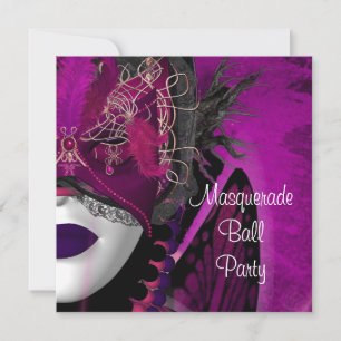 Maskenball-Party-Maske Schwarz Pink Lila Mädchen Einladung