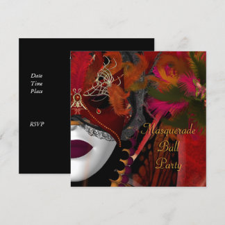 Maskenball-Party-Maske Schwarz Rot Einladung