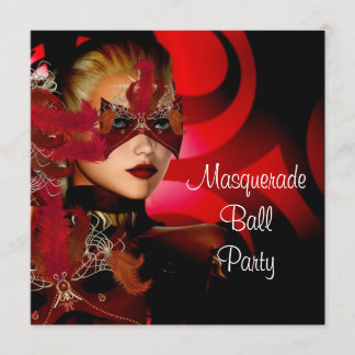 Maskenball-Party-Maske Schwarz Rot Mädchen 2 Einladung