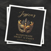 Maskenball Schwarz Gold Sweet 16 Geburtstagsfeier