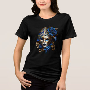Maskenbild Maske blau goldene Federn venezianisch  Tri-Blend Shirt