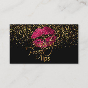 Maskenbildner - Goldconfetti-u. -PINK-Lippen Visitenkarte