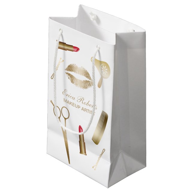 Maskenbildner-Goldschönheits-Salon-Kosmetik Kleine Geschenktüte (Vorderseite Schrägansicht)