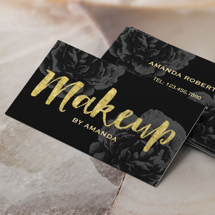 Maskenbildner-Goldskript-elegantes schwarzes Visitenkarte