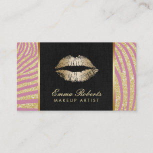 Maskenbildner-modernes Gold u. rosa Zebra-Streifen Visitenkarte