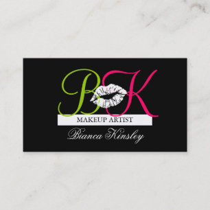Maskenbildner-Monogramm-Visitenkarte-Rosa Visitenkarte