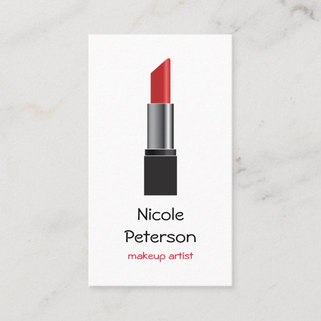 Maskenbildner-Rot-Lippenstift Visitenkarte (Vorderseite)
