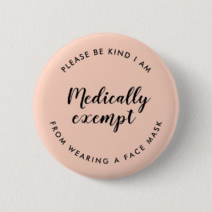 Maskenfreistellung   Peach Pink Modernes Covid-19  Button
