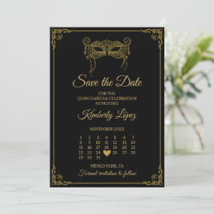 Maskenkalender Save the Date Quinceañera Einladung