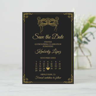 Maskenkalender Save the Date Quinceañera Einladung