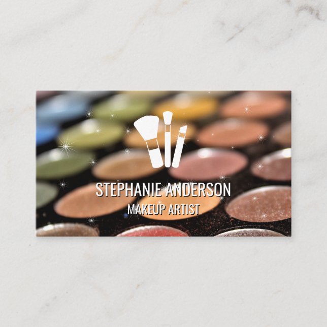 Maskenpalette | Makeup-Logo | Sparkle Visitenkarte (Vorderseite)