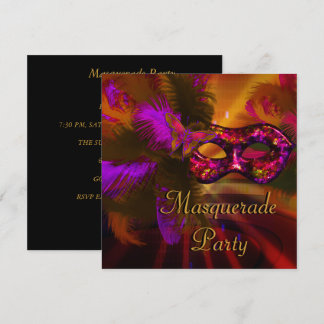 Maskenparty-Maske Schwarz Lila Rot Mardi Gras Einladung