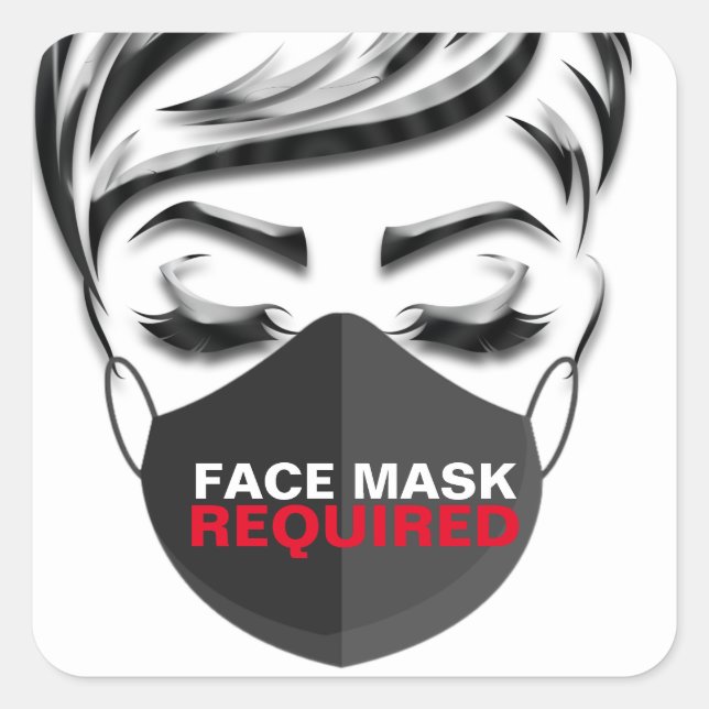 Maskenverkleidung Erforderlicher HaarstilStudio La Quadratischer Aufkleber (Vorderseite)