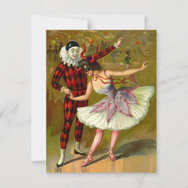 Maskerade-Ball-Kostüm-Party-Vintage Einladungen (Vorderseite)