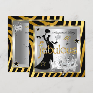 Maskerade Fabulous 50 Zebra Gold Silber Schwarz 2 Einladung