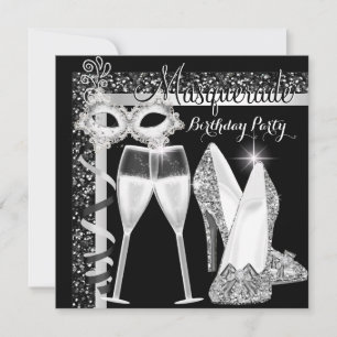 Maskerade High Heels Silber Schwarz Champagner Par Einladung