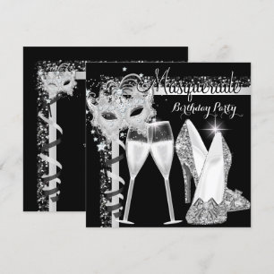 Maskerade High Heels Silber Schwarz Champagner Par Einladung