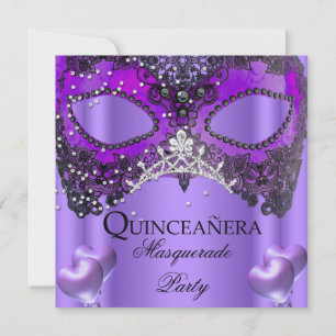 Maskerade Quinceanera 15 Violette Maske Geburtstag Einladung