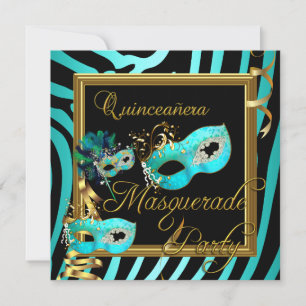 Maskerade Quinceanera 15 Zebra Geburtstagsfeier Einladung