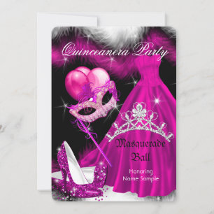 Maskerade Quinceanera Geburtstagsfeier Rosa 3a Einladung