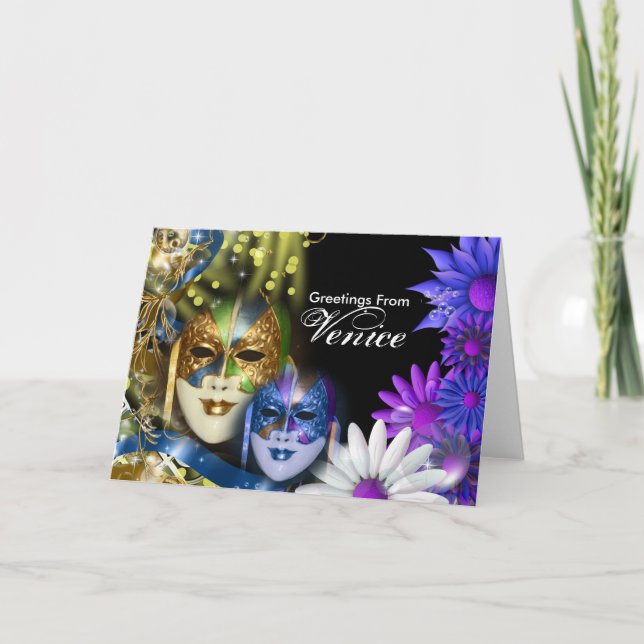 Maskerade quinceanera venezianische Masken Einladung (Vorderseite)