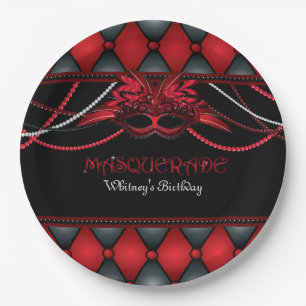 Maskerade-, Rotes u. SchwarzesParty 9 Pappteller