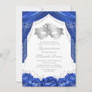 Maskerade Royal Blau Quinceanera Einladung