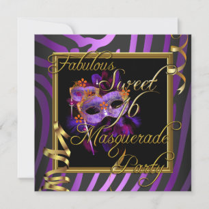 Maskerade Sweet 16 Sweet Sixteen Gold Lila Einladung