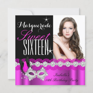 Maskerade Sweet Sixteen Sweet 16 Pink Foto Einladung