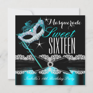 Maskerade Sweet Sixteen Sweet 16 Türkis Blau 2 Einladung