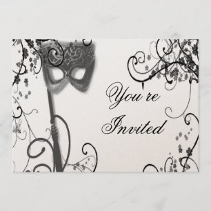 Maskerade-Zauber BW-Einladung Einladung