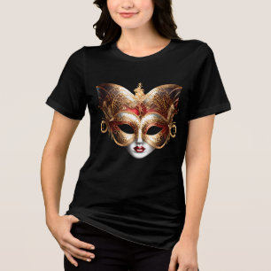 Maskerin Maskerin Maske Gold Rote elegante Dame Tri-Blend Shirt