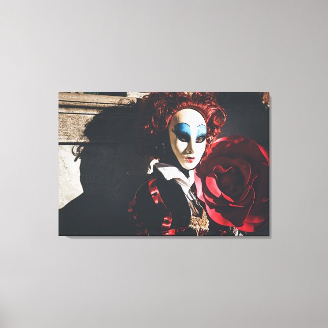 Maskierte Frau im venezianischen Karneval Leinwanddruck (Vorderseite)