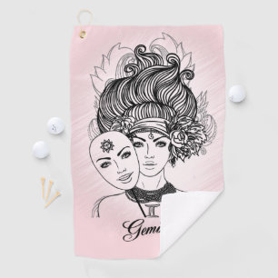 Maskierte Lady Gemini Zodiac Symbol und Zeichen Ro Golfhandtuch