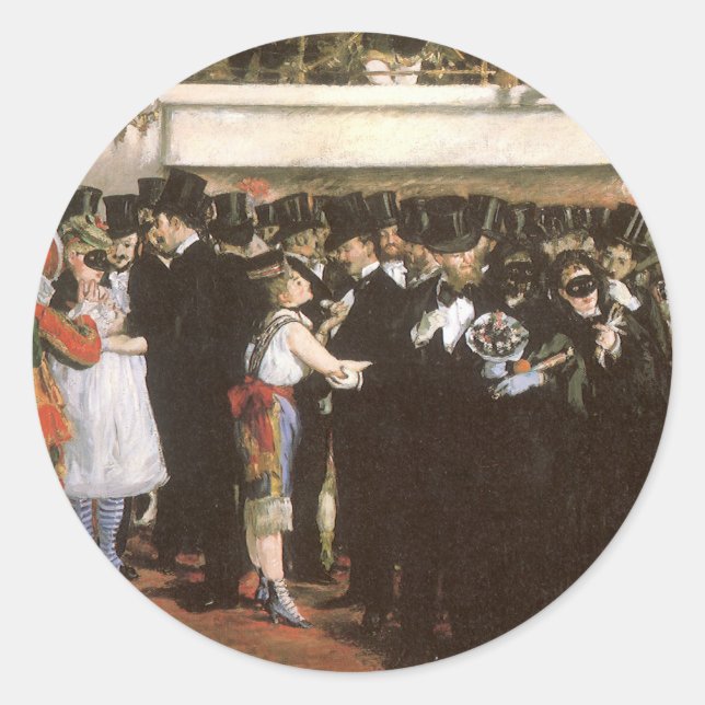 Maskierter Ball an der Oper von Edouard Manet Runder Aufkleber (Vorderseite)