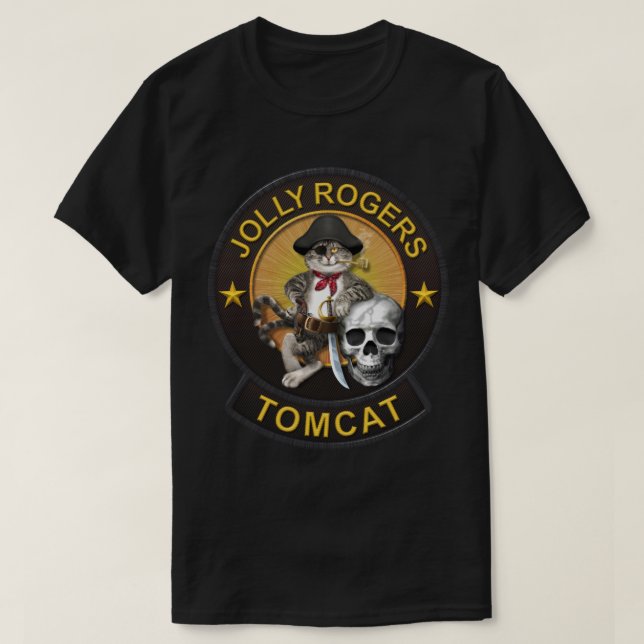 Maskottchen-Piratenflagge 2 des Tomcat-F-14 T-Shirt (Design vorne)