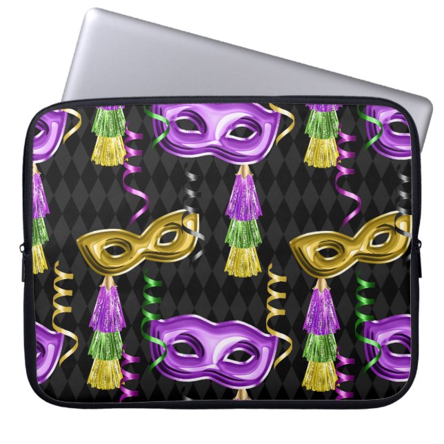 MASKS & TASSELS lila & GOLD MARDI GRAS Laptopschutzhülle (Vorderseite)