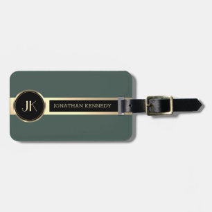 Maskuline Führungskraft Green & Gold Metal Monogra Gepäckanhänger