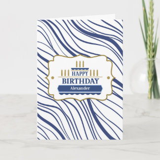 Maskuline Geburtstag mit Abstrakten Navy Blue Line Karte