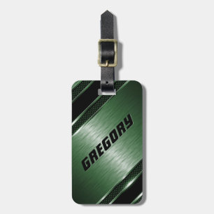 Maskuline Grüne moderne Imitate Metallische Streif Gepäckanhänger