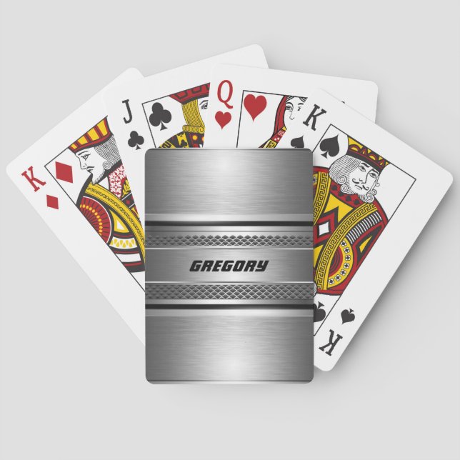 Maskuline Imitate Silver Stripes Design monogramie Spielkarten (Rückseite)